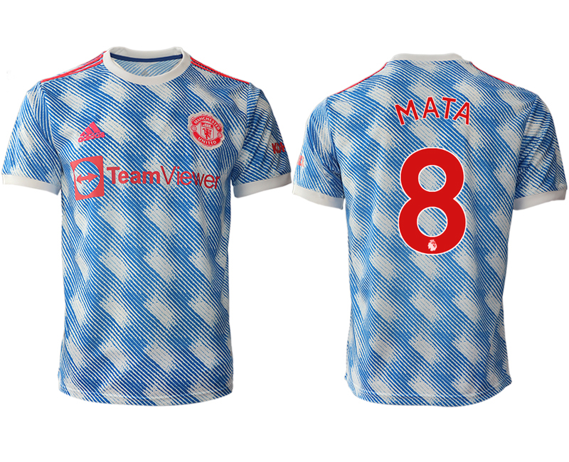 Men 2021-2022 Club Manchester United away aaa version blue #8 Soccer Jersey->manchester united jersey->Soccer Club Jersey